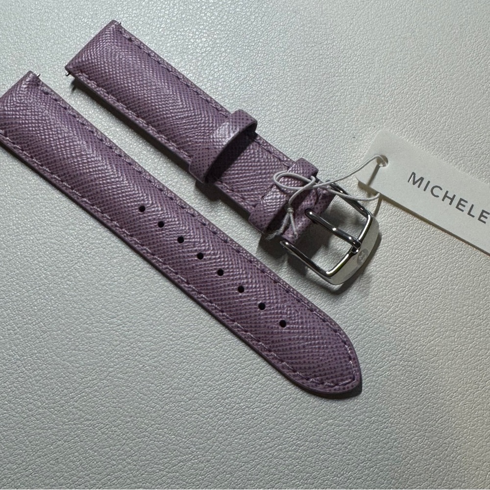 NWT Michele 18mm Pastel Purple Leather Watch Strap Band